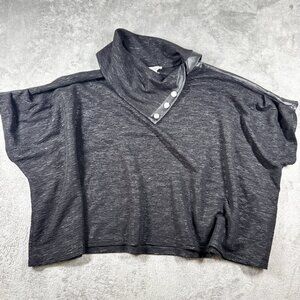 Joseph Ribkoff Black Metallic Slinky Tunic Womens XS/S Boxy Oversized Cowl Neck